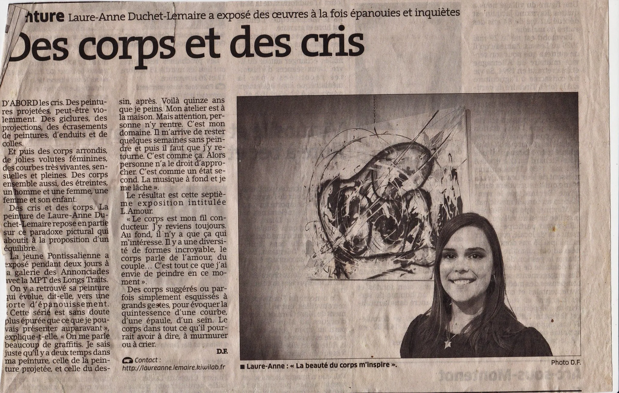 Article de Presse sur Laure-Anne Lemaire, artiste Peintre