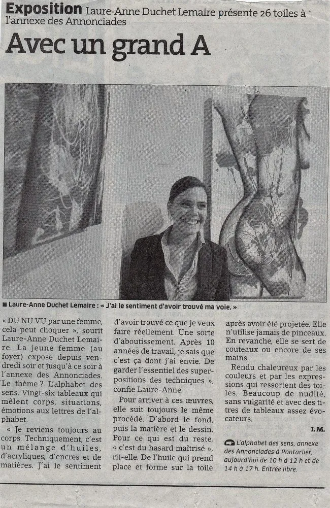 Article de Presse sur Laure-Anne Lemaire, artiste Peintre